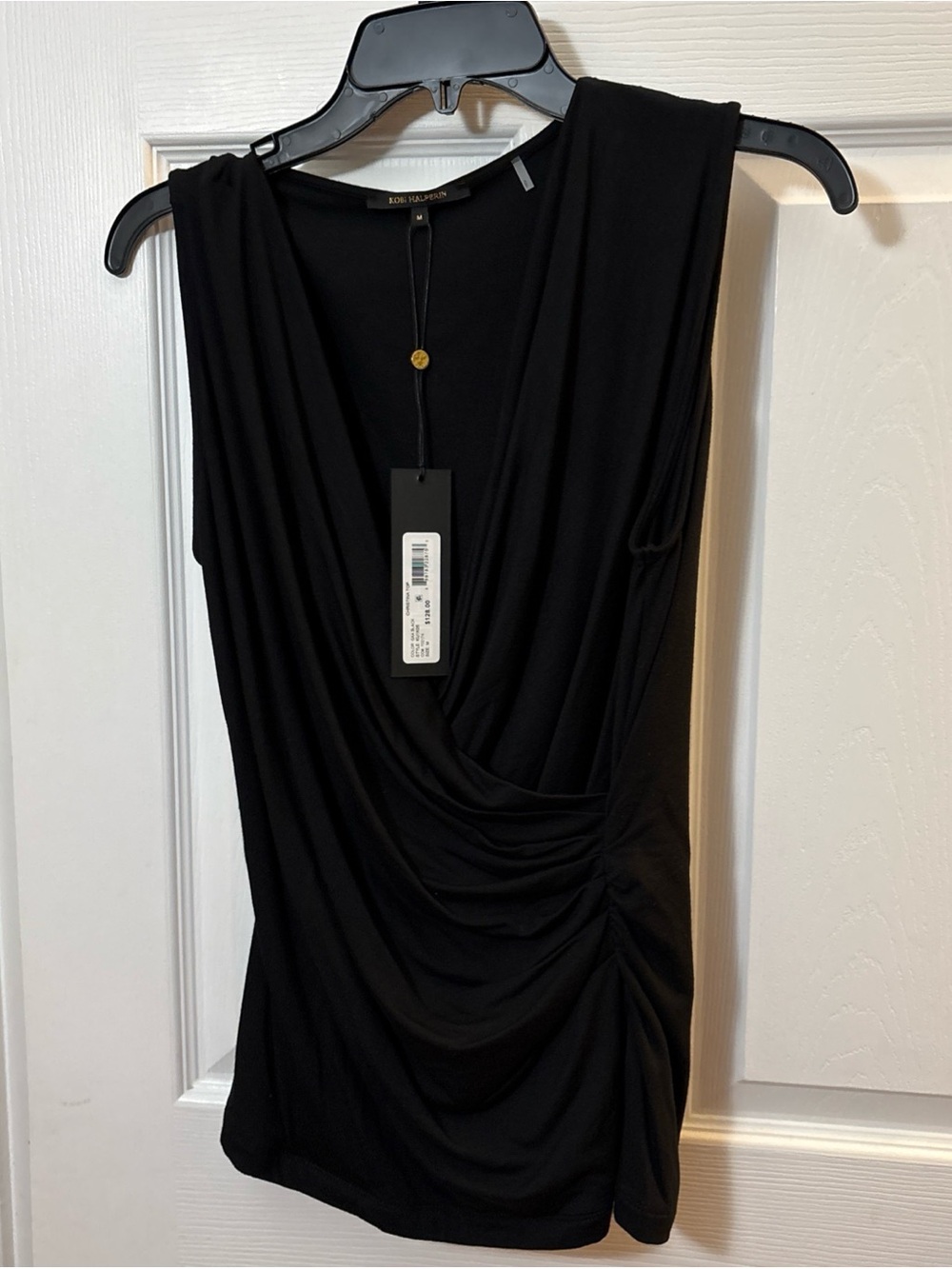 Kobi Halperin Black Draped Sleeveless Blouse